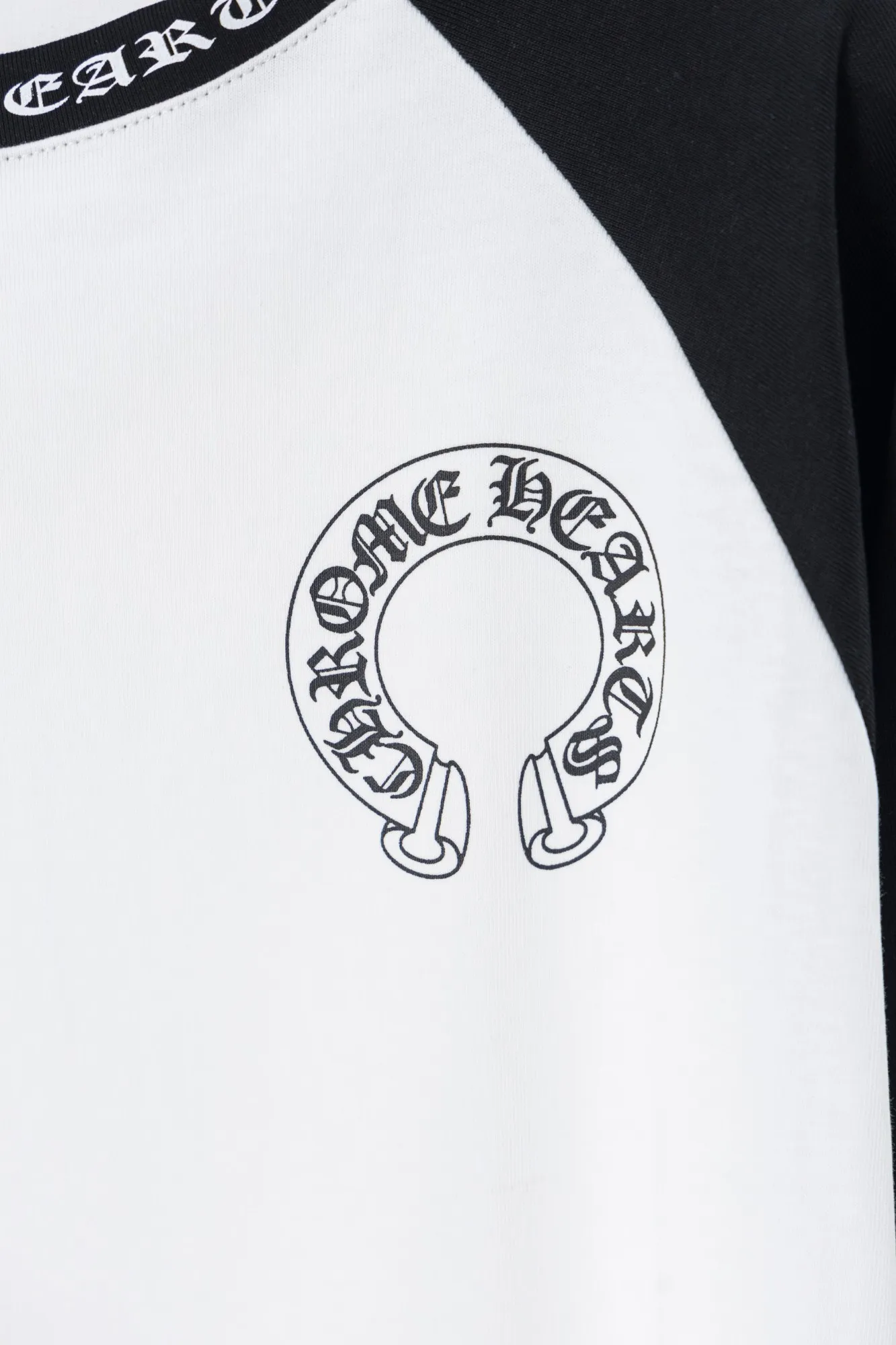 P150 Style #k01 Chrome Hearts/Chrome Heart 23ss Sanskrit horseshoe stitching printed popular long-sleeved T-shirt 260g 70 pure cotton double yarn, skin-friendly, comfortable, soft and breathable, matching thread, long-term washing without deformation Color: white black white blue -Size: S M L XL